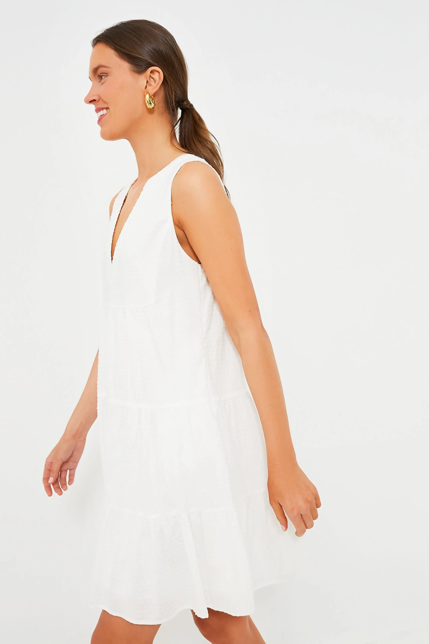 White Swiss Dot Sleeveless Kenzo Dress - Image 3