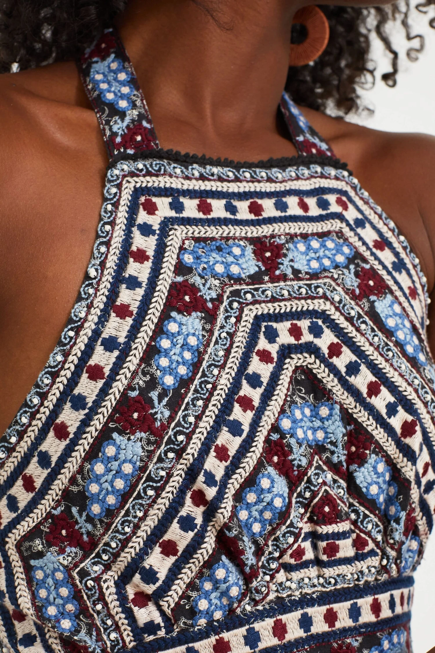 Black Everly Embroidery Halter Dress - Image 6