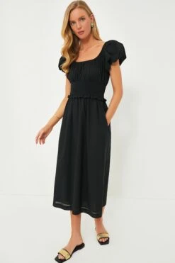 Black Puff Sleeve Flynn Dress