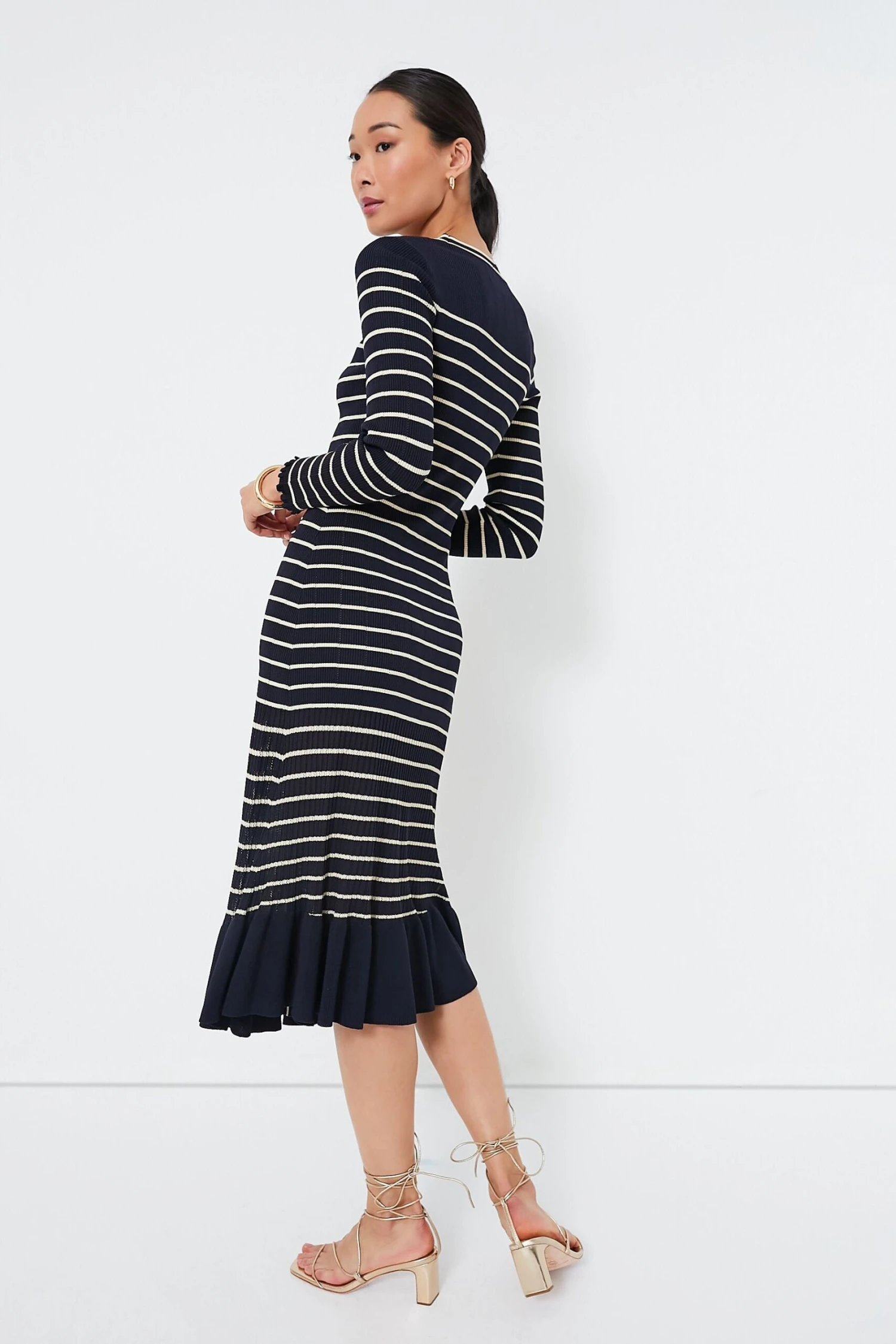 Navy Stripe Marina Midi Dress - Image 4