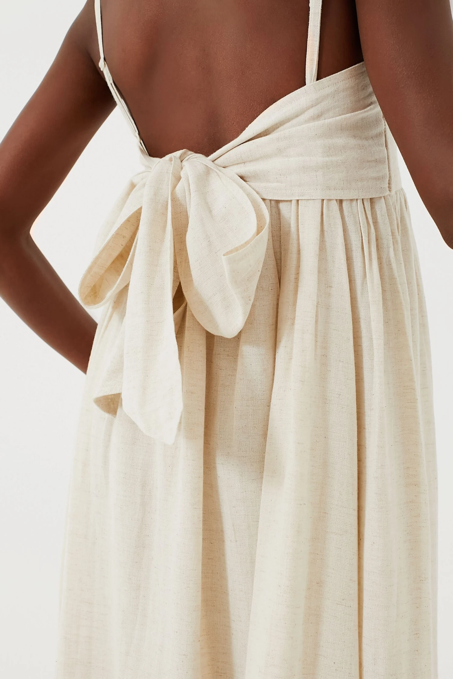 Light Sand With Puka Shell Fringe Gavin Midi Dress - Image 5