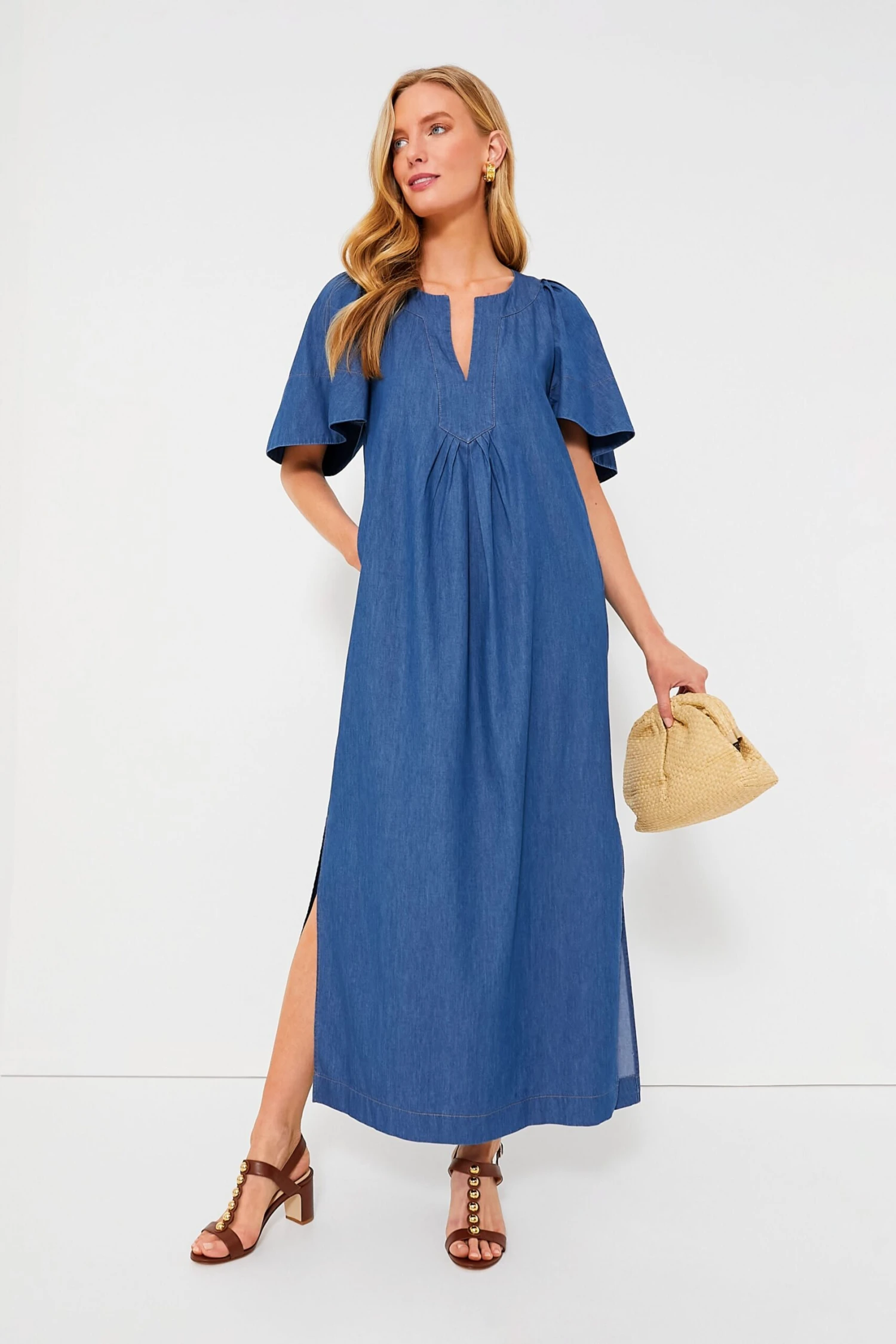 Denim Finley Flutter Sleeve Maxi Dress - Image 2