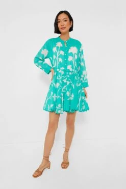 Jade Long Sleeve Beach Dress In Majorelle Print