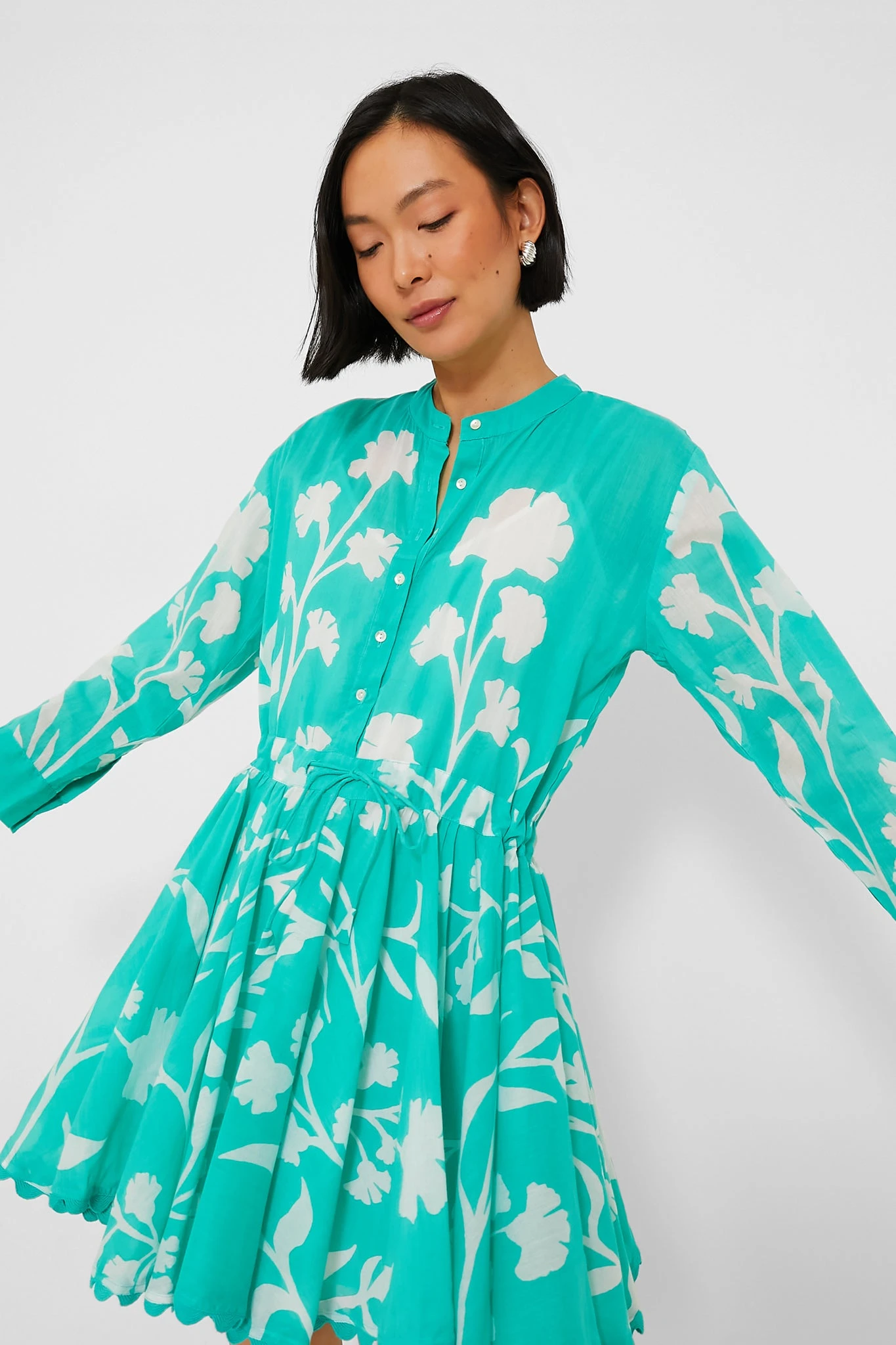 Jade Long Sleeve Beach Dress In Majorelle Print - Image 2