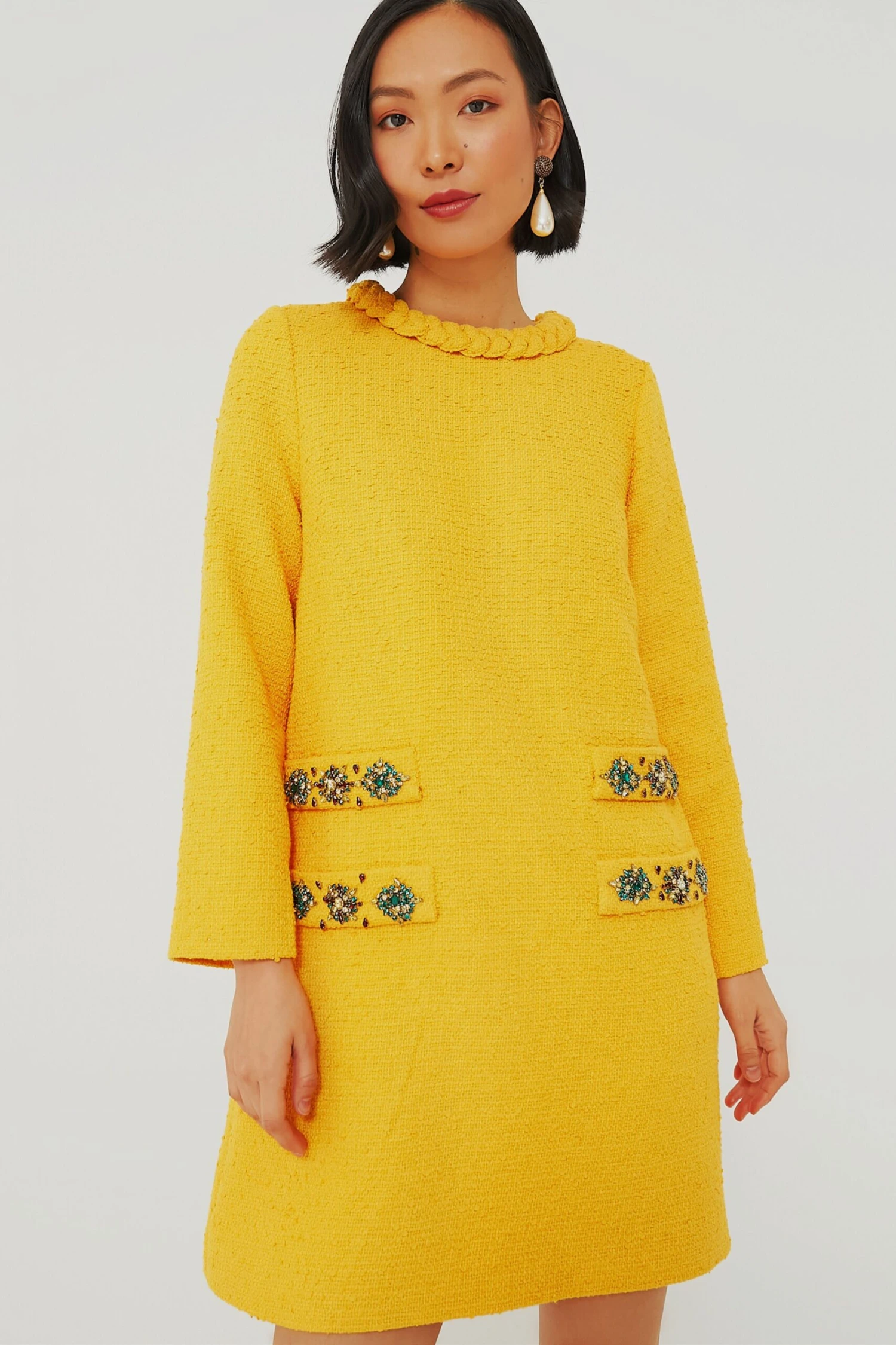 Marigold Tweed Long Sleeve Jackie Dress - Image 6