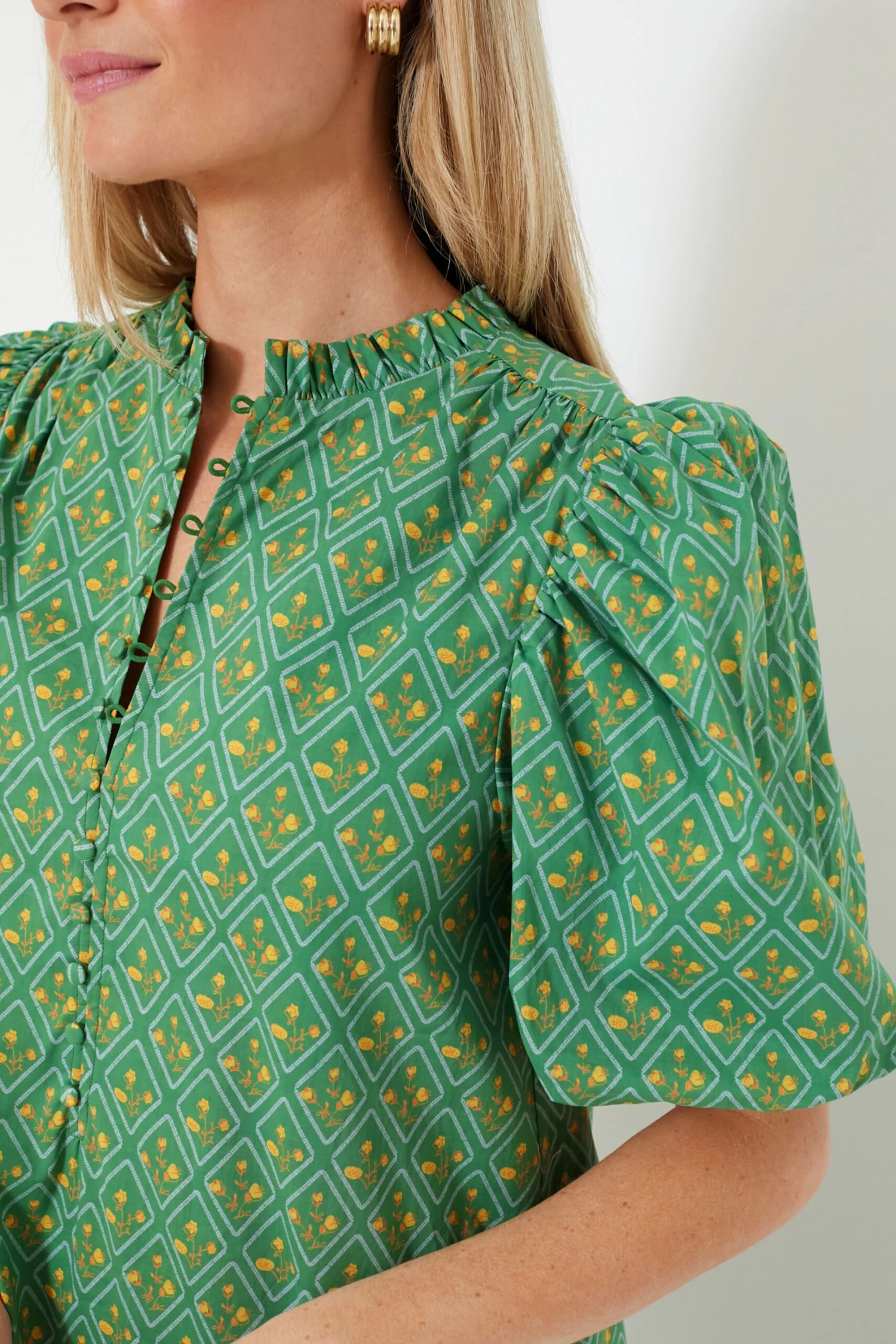 Green Diamond Floral Mimi Midi Dress - Image 5