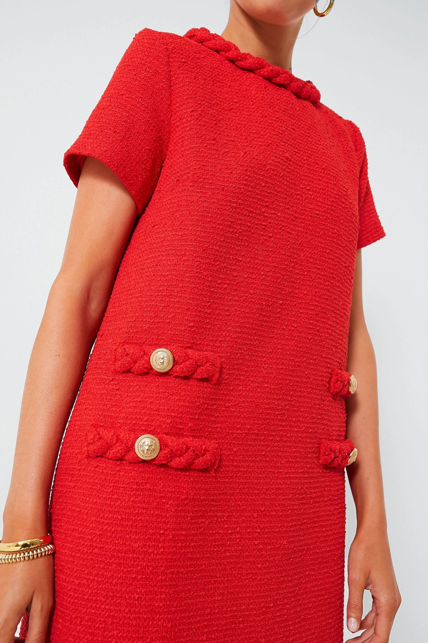 Red Tweed Jackie Dress - Image 5