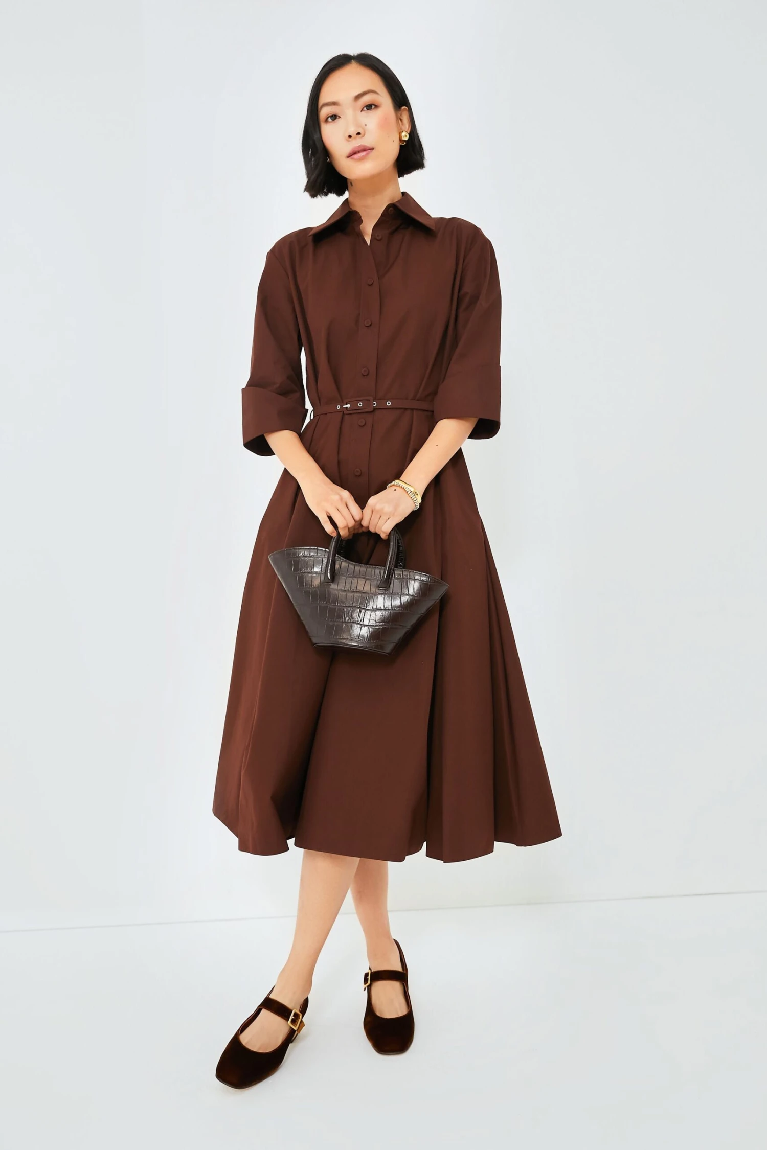 Dark Brown Tokyo Italian Cotton Dress - Image 2