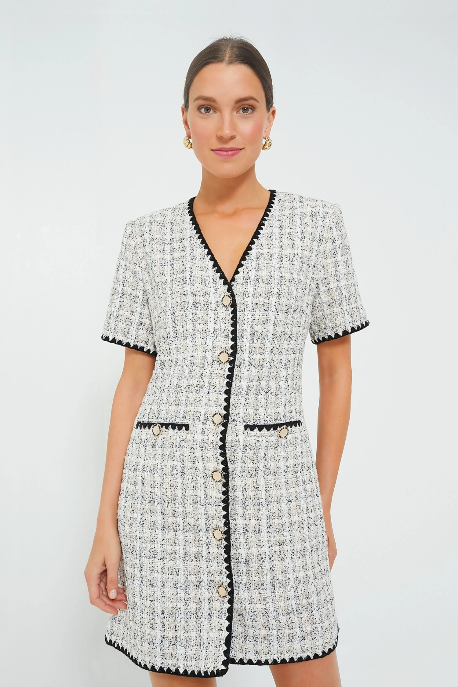 White Tweed Josephine Dress - Image 3