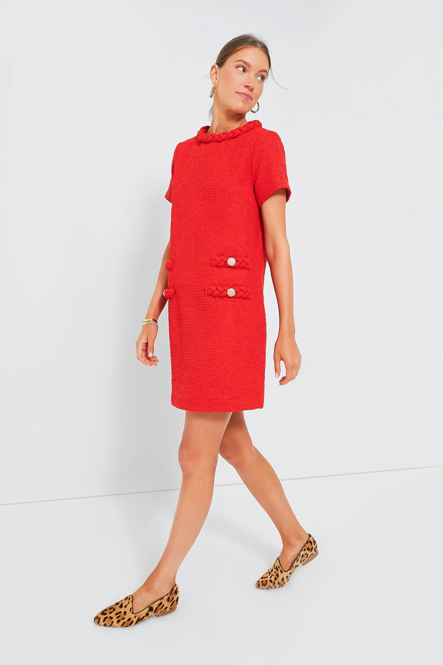 Red Tweed Jackie Dress - Image 3