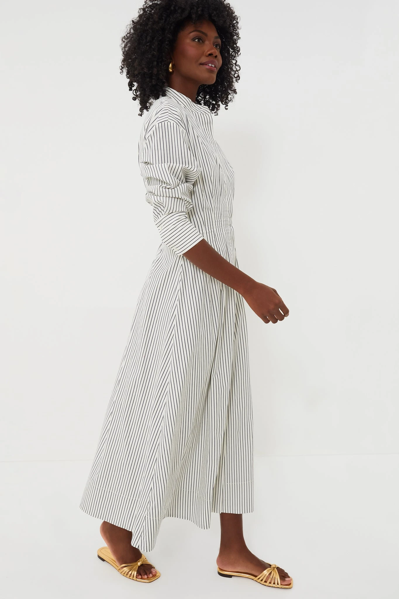 Staud Ivory Micro Stripe Midi Lorenza Dress - Image 3