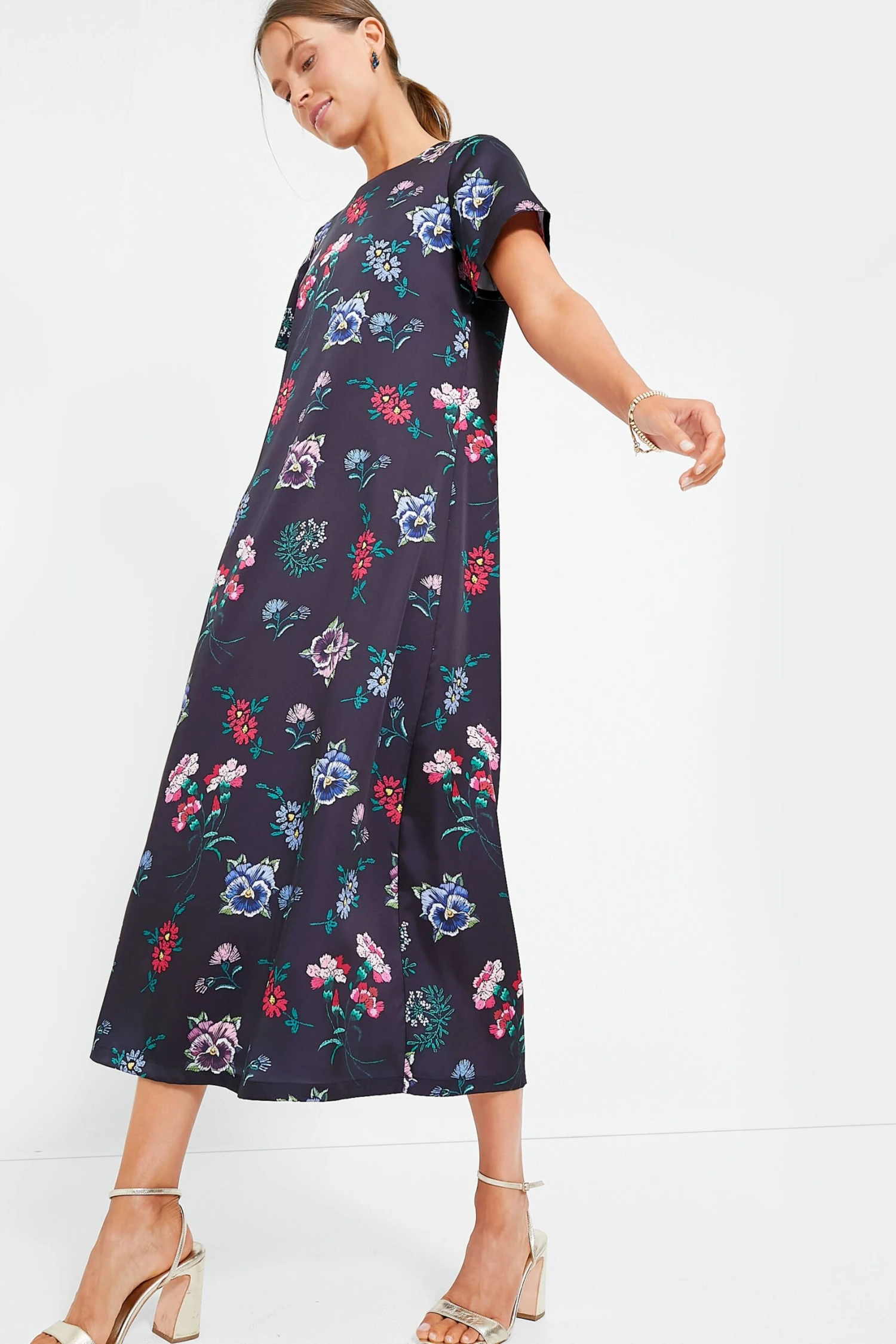 Black Floral Silky Riley Maxi Dress - Image 5