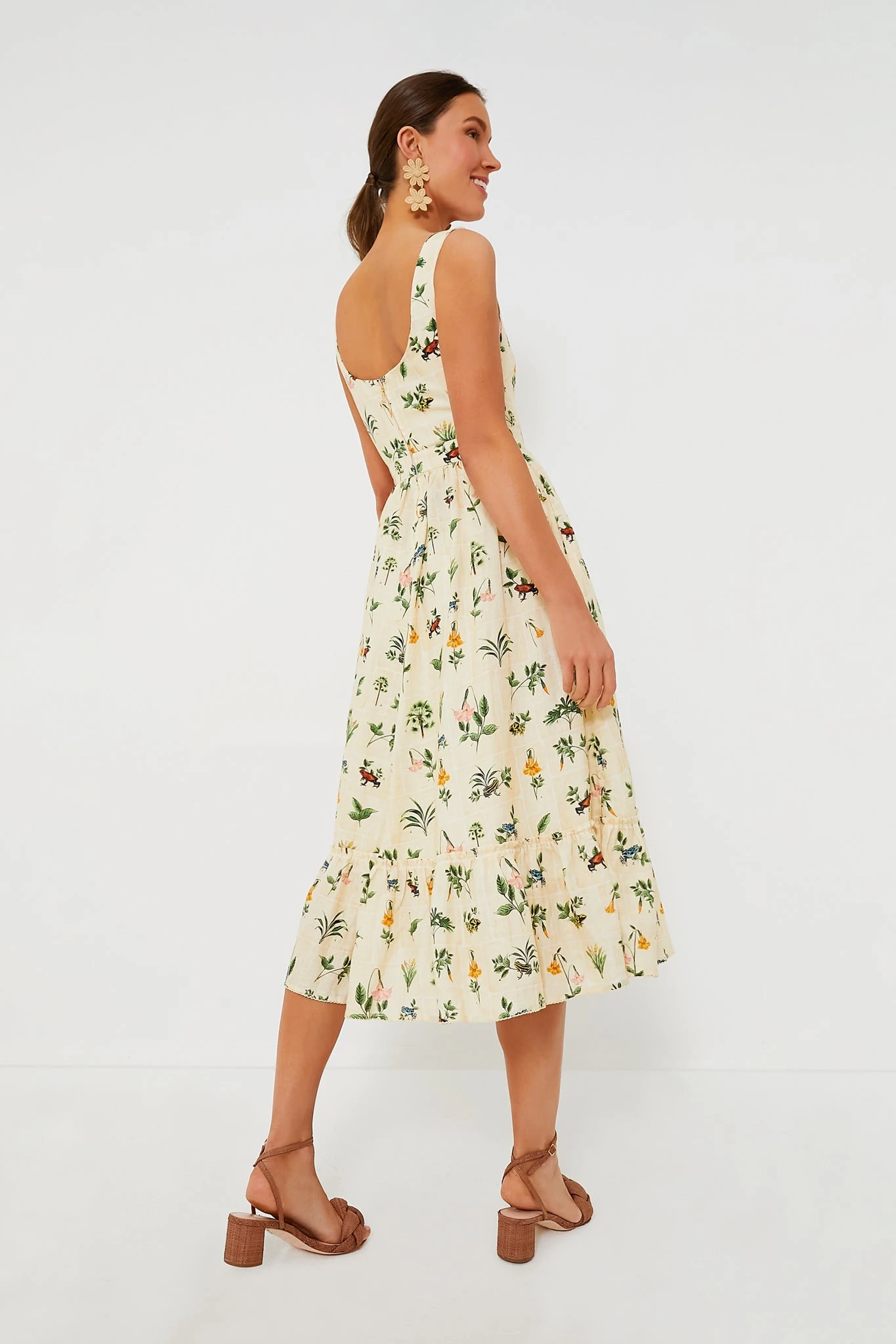 Exclusive Ivory Floral Melon Midi Dress - Image 4