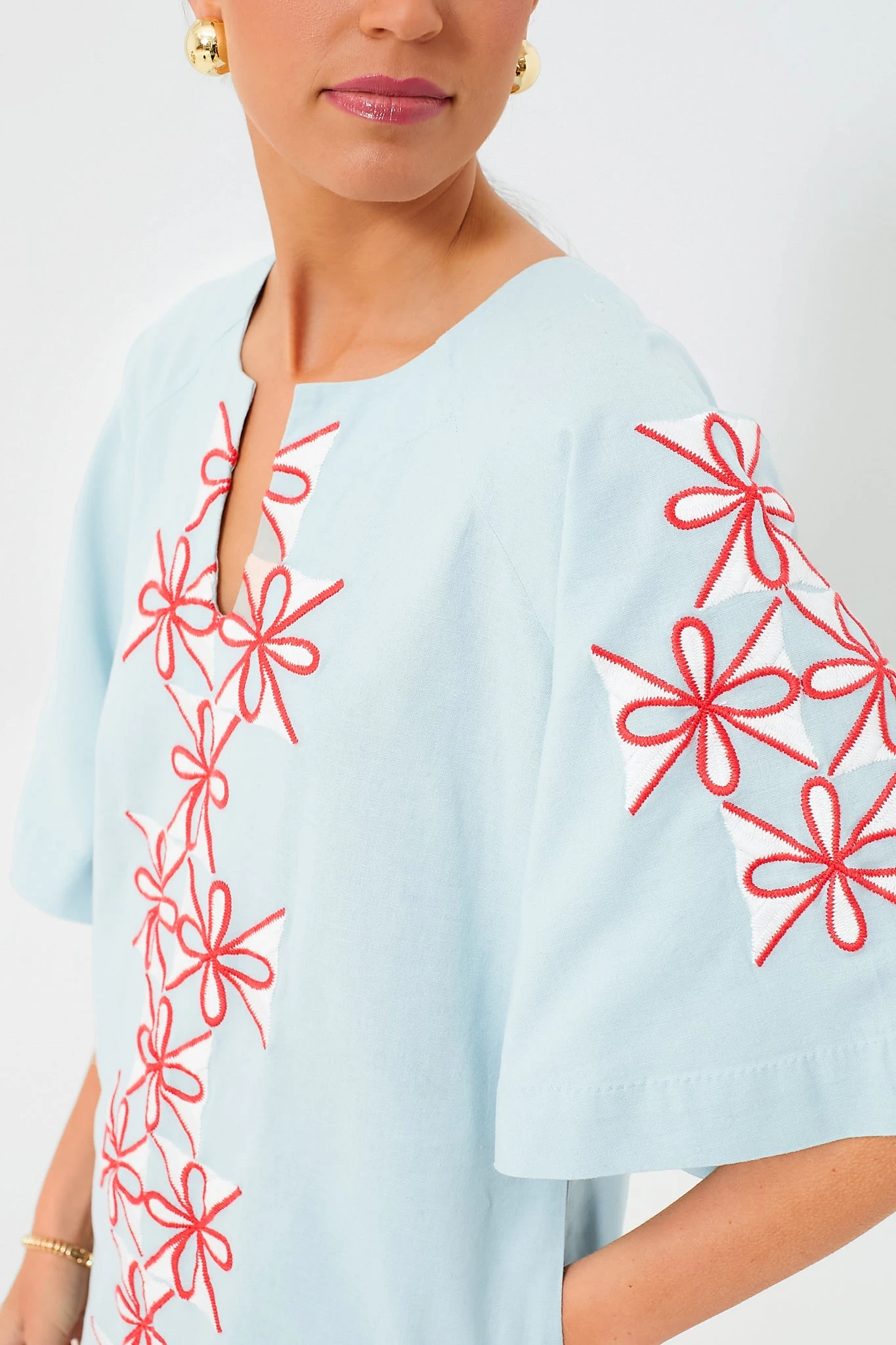 Light Blue Gambit Print Charming Caftan Maxi Dress - Image 5