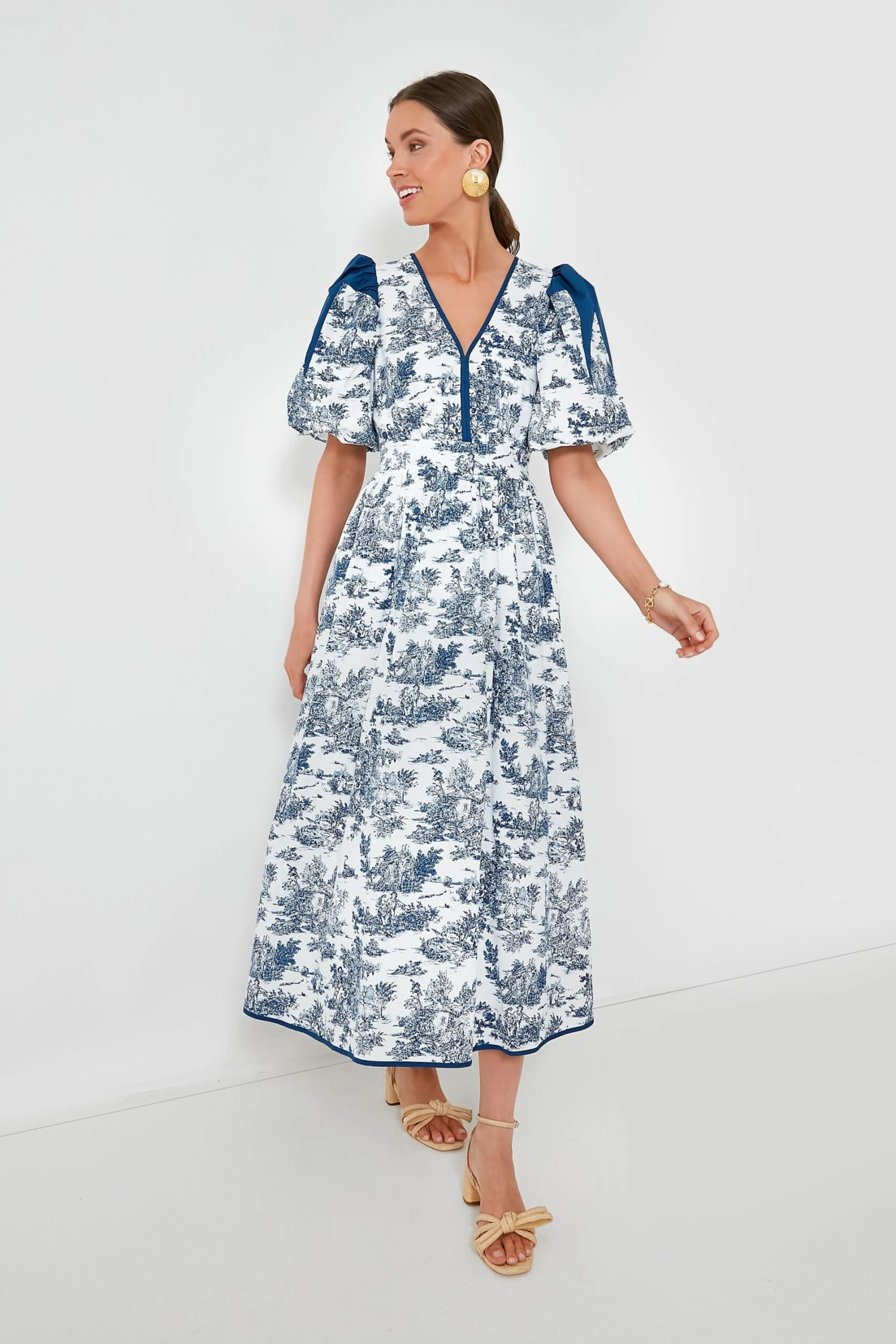 Blue Toile Reynolds Midi Dress - Image 3