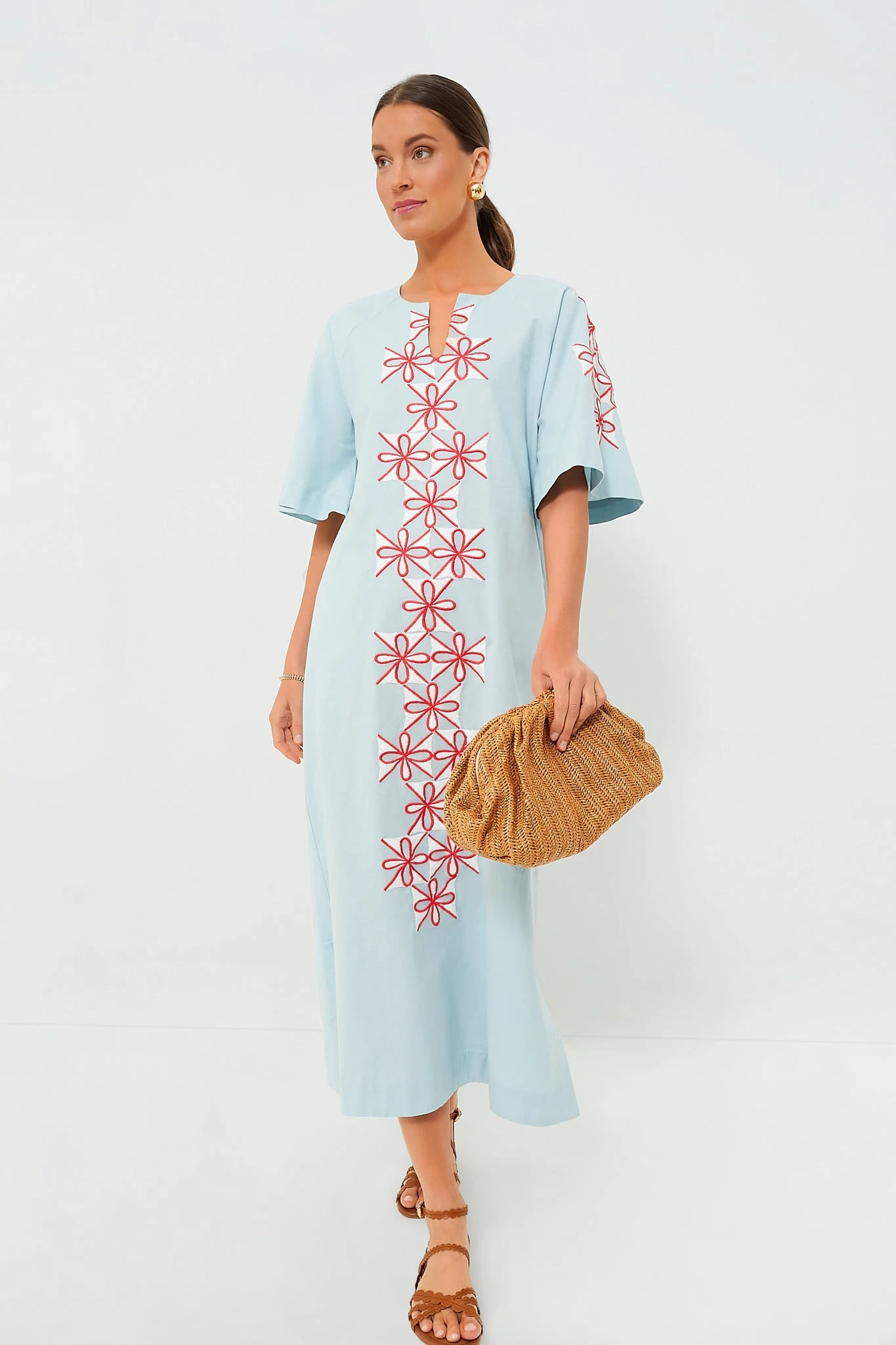 Light Blue Gambit Print Charming Caftan Maxi Dress - Image 2