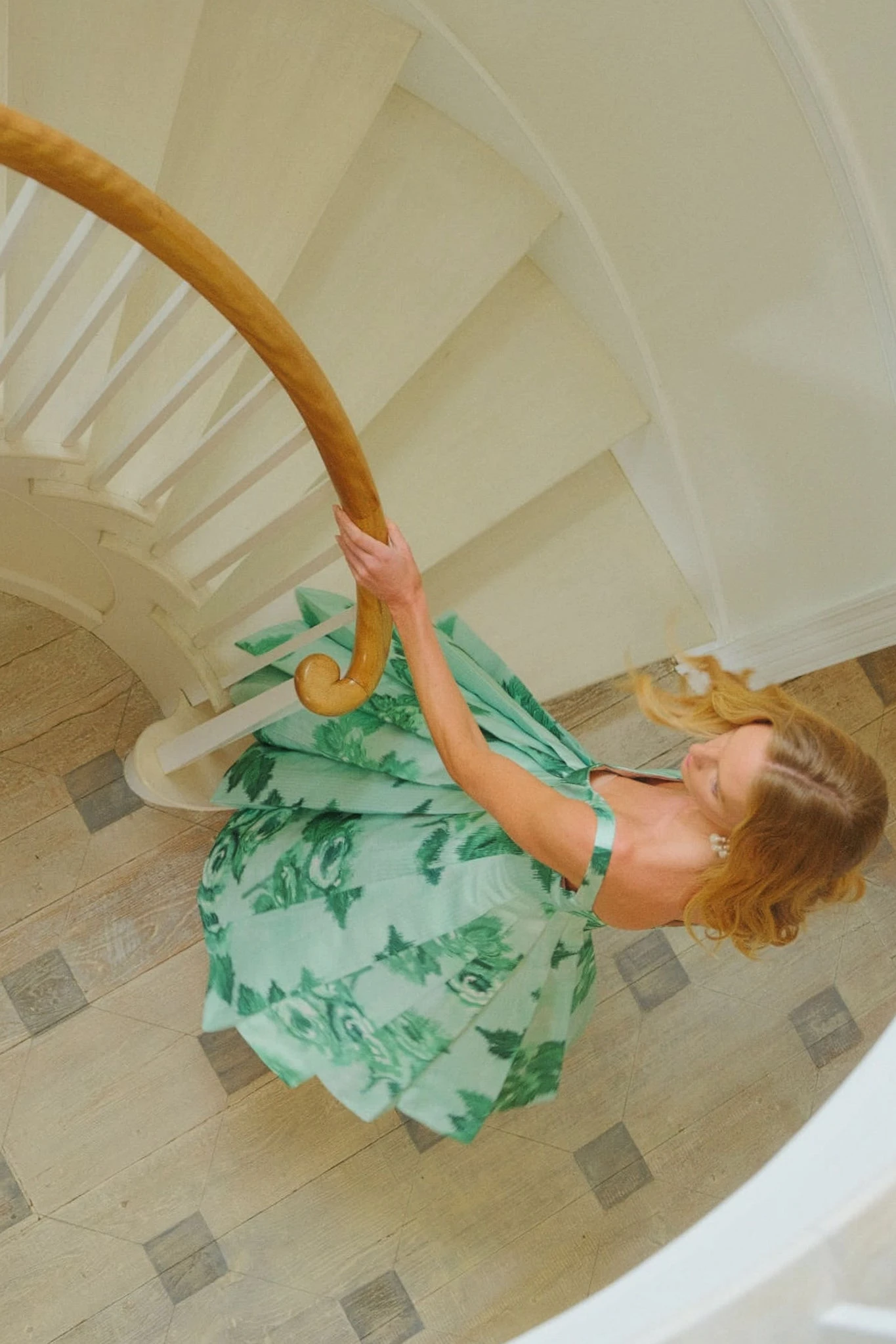 Giant Moire Roses Emerald Adele Dress - Image 2