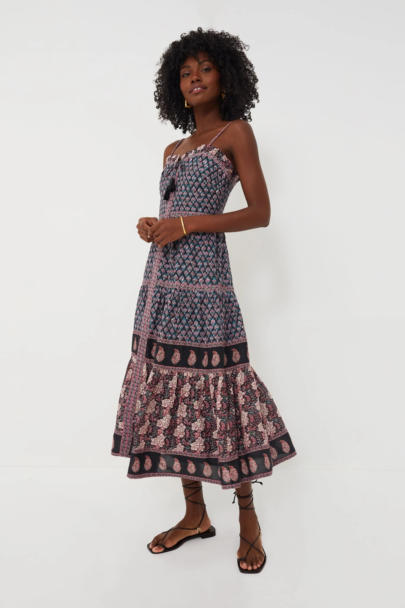 Donna Print Sleeveless Midi Dress