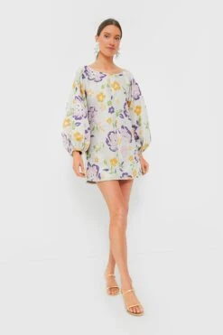 White And Purple Slim Fit Good Luck Dress