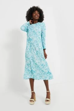 Blue Abstract Hattie Midi Dress