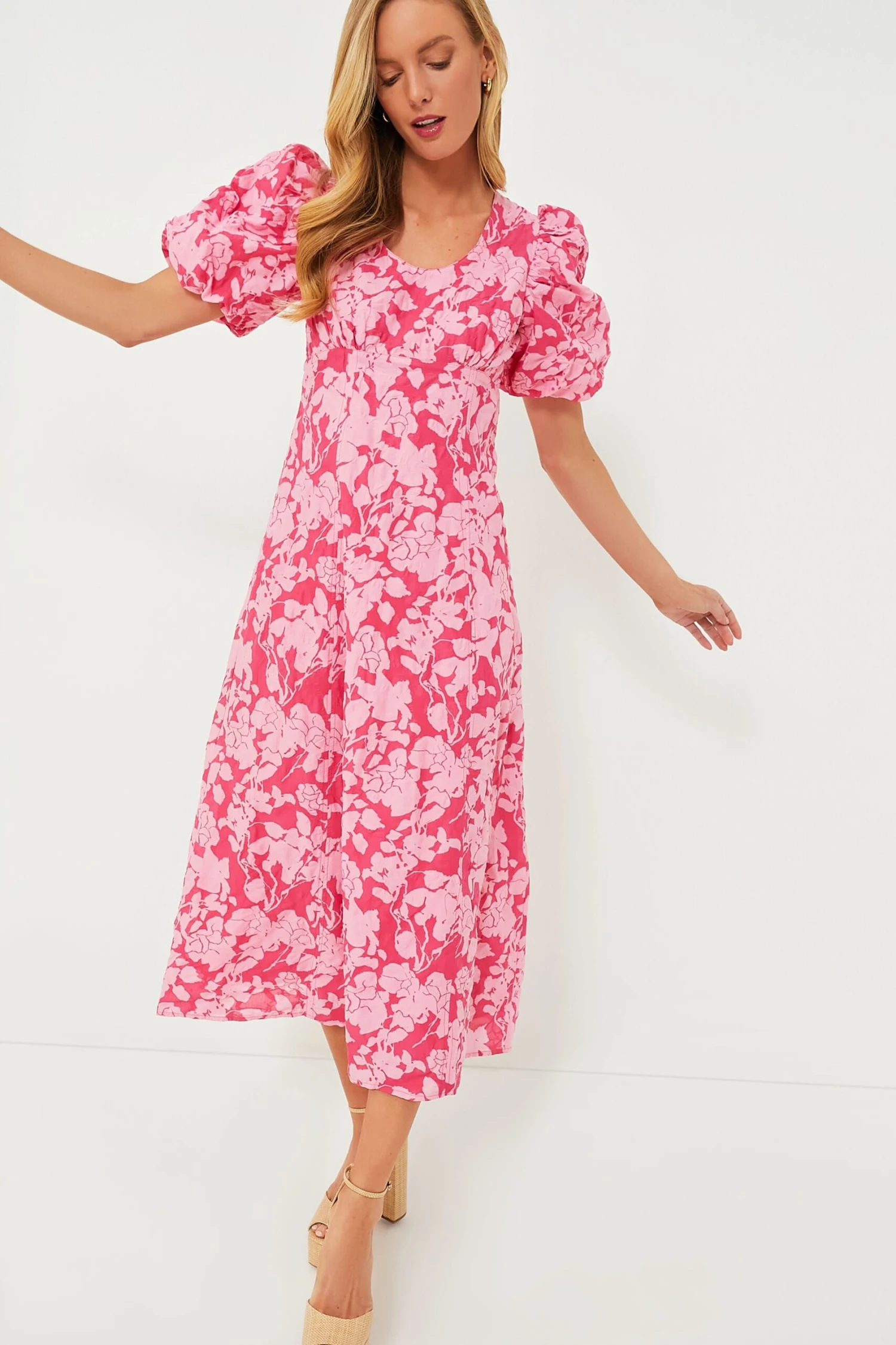 Pink Floral Empire Ella Maxi Dress - Image 2