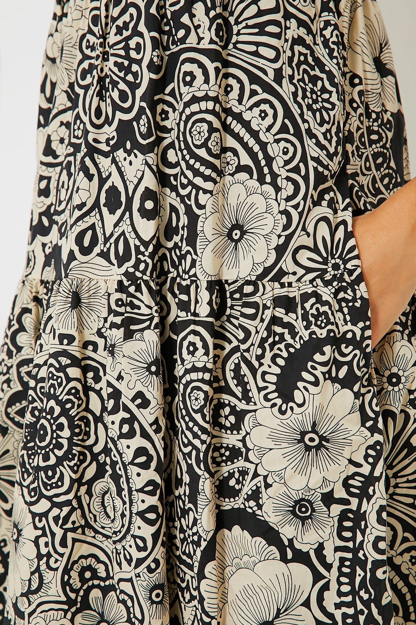 Black & Cream Floral Tiered Tilly Dress - Image 5