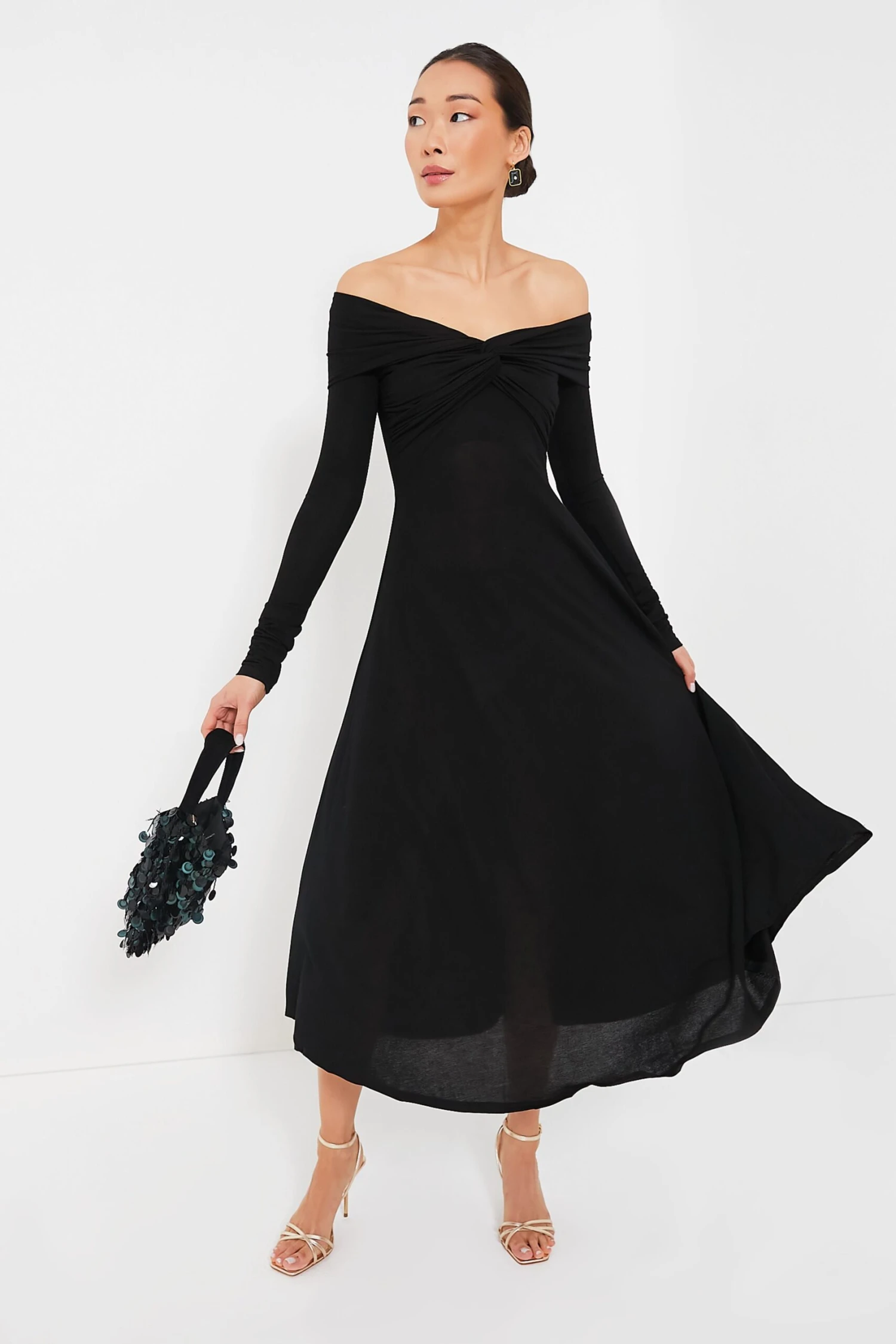 Black Off The Shoulder Maxi Dress - Image 2