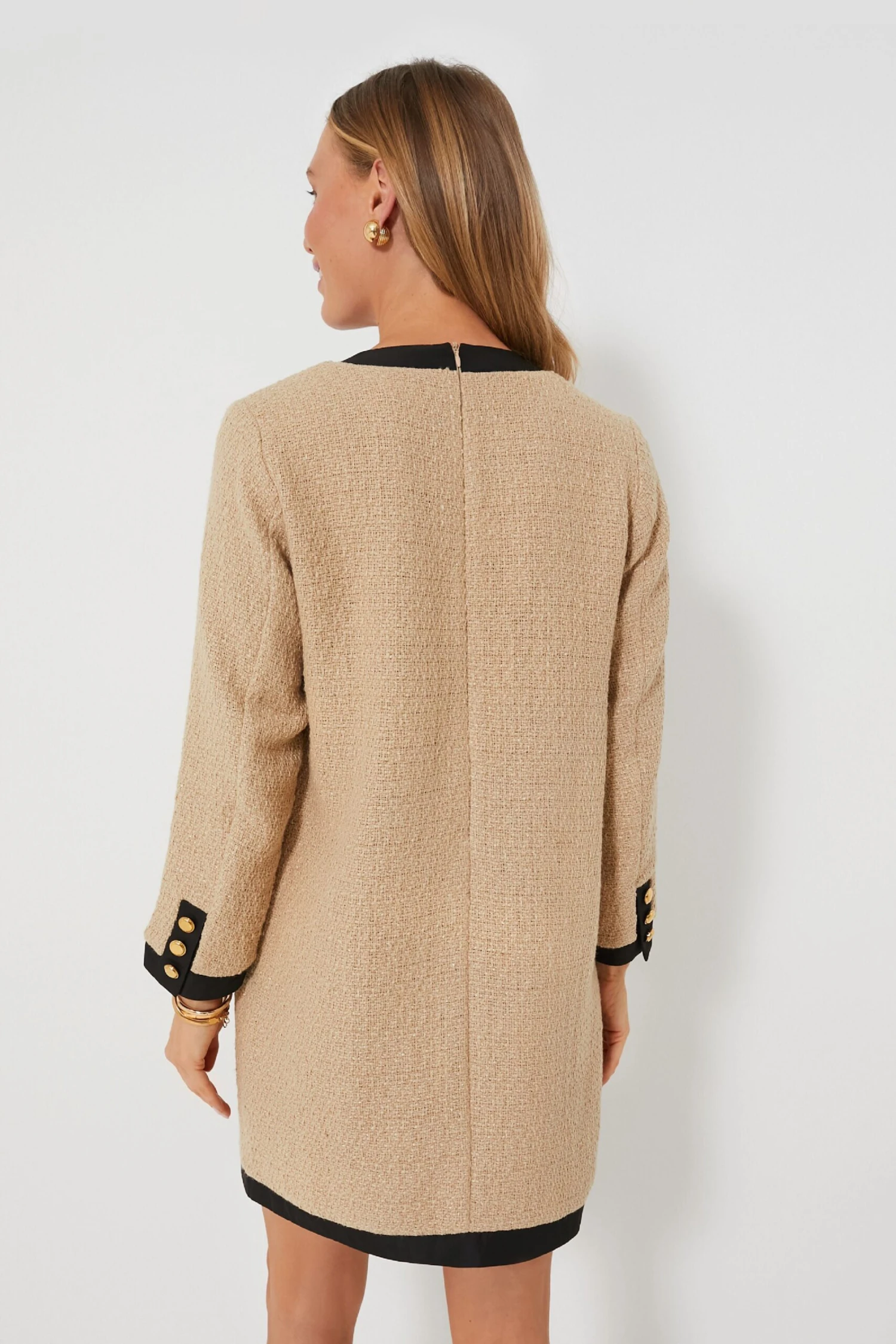 Tan Coco Tweed Bow Dress - Image 4