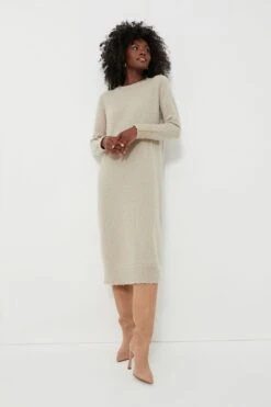Tan Boucle Knit Nelle Dress