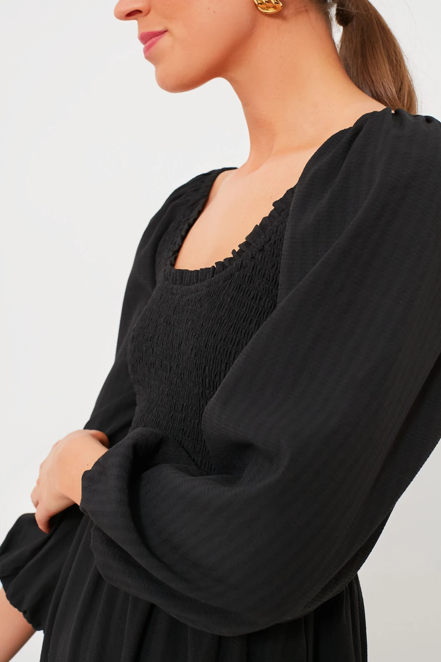 Black Seersucker Aleah Dress - Image 5