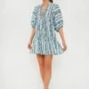 Blue Waves Flowers Aria Mini Dress