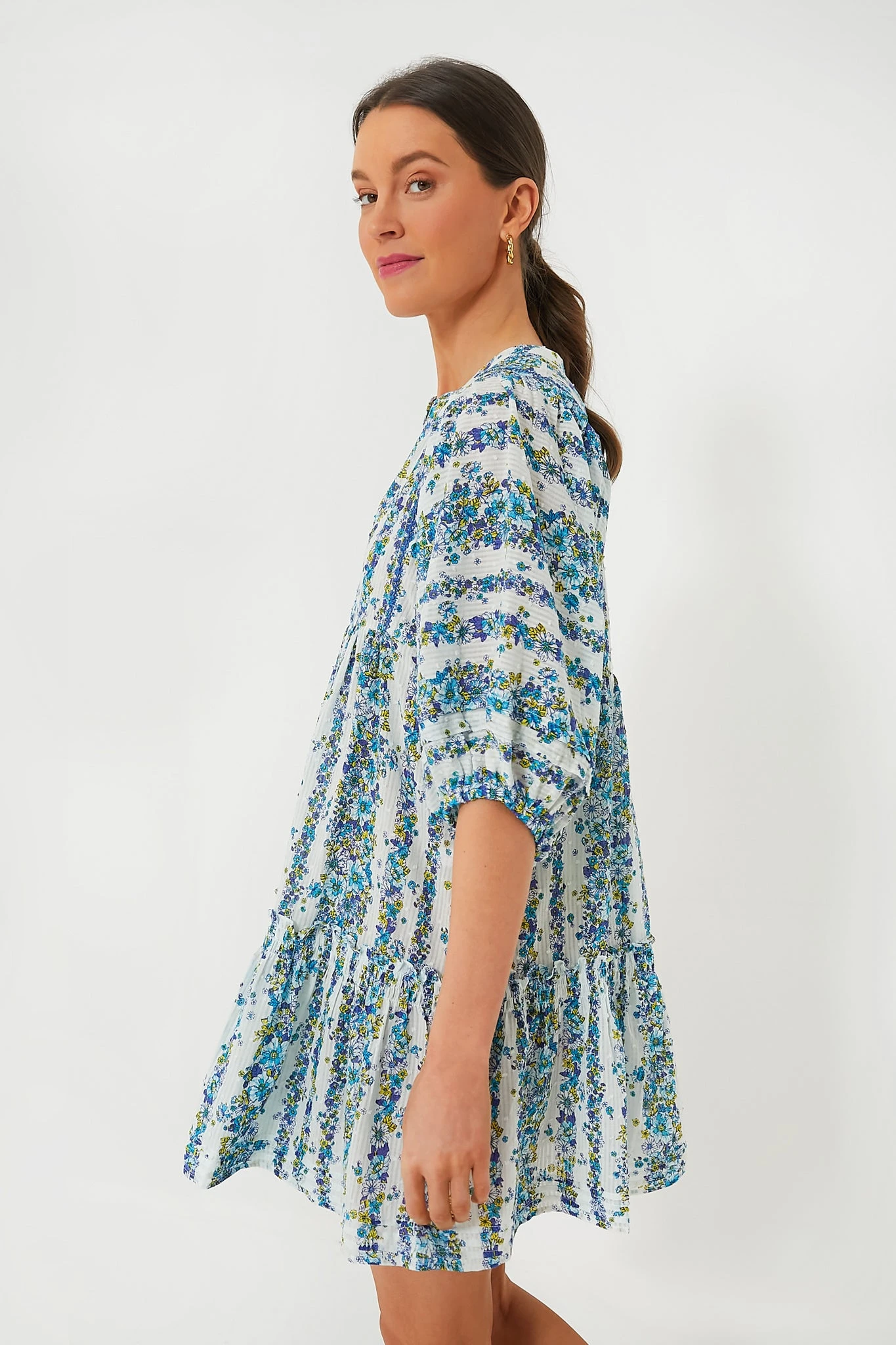 Blue Waves Flowers Aria Mini Dress - Image 3