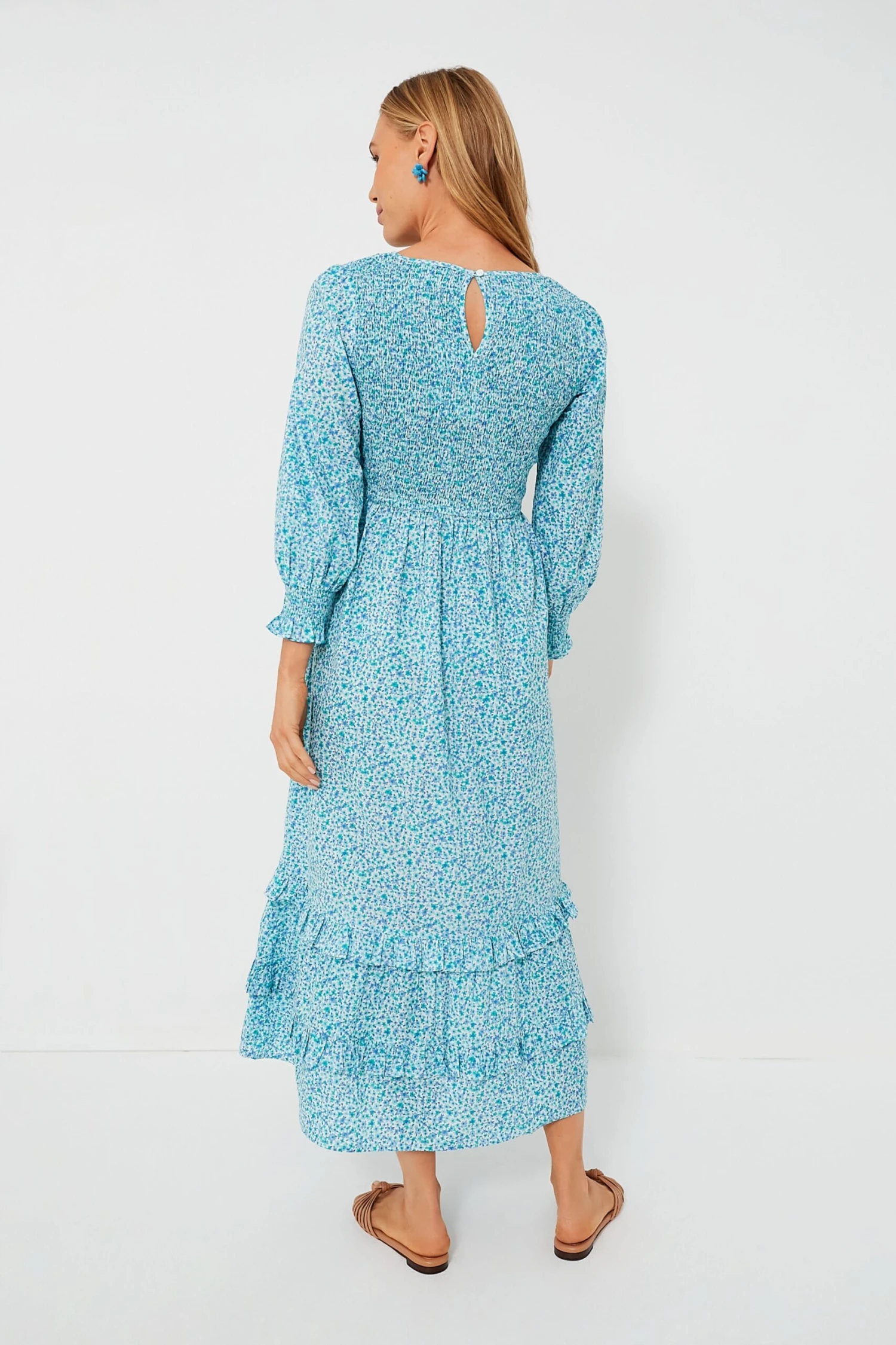 Exclusive Ocean Ditsy Isabel V Neck Dress - Image 4