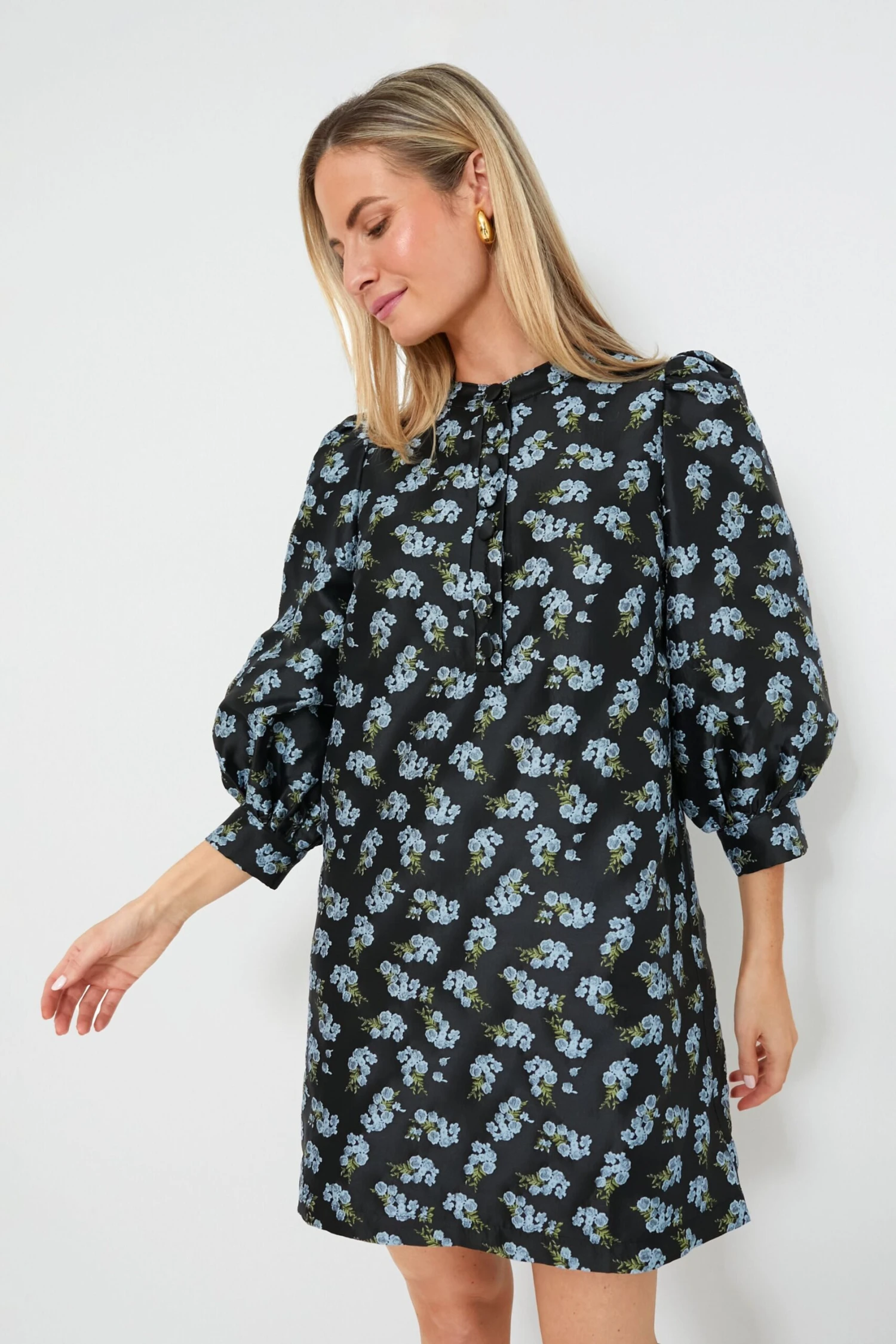 Black Heirloom Jacquard Samantha Dress - Image 2