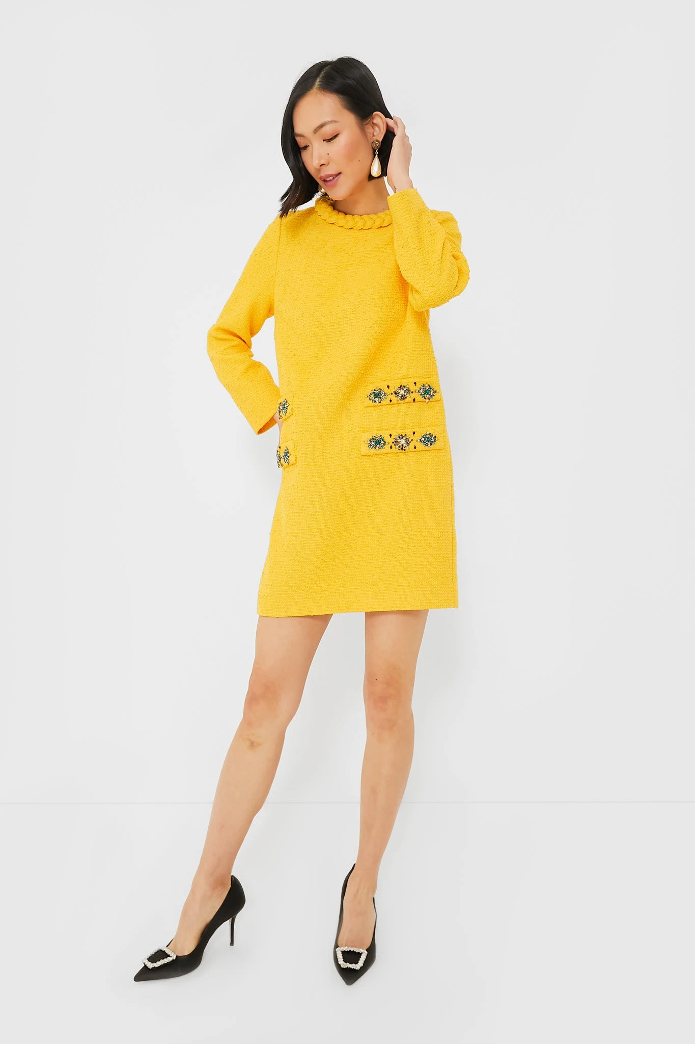 Marigold Tweed Long Sleeve Jackie Dress - Image 2