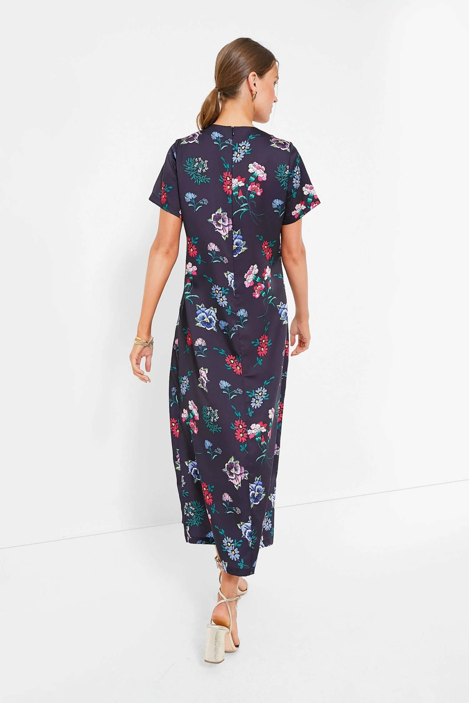 Black Floral Silky Riley Maxi Dress - Image 4