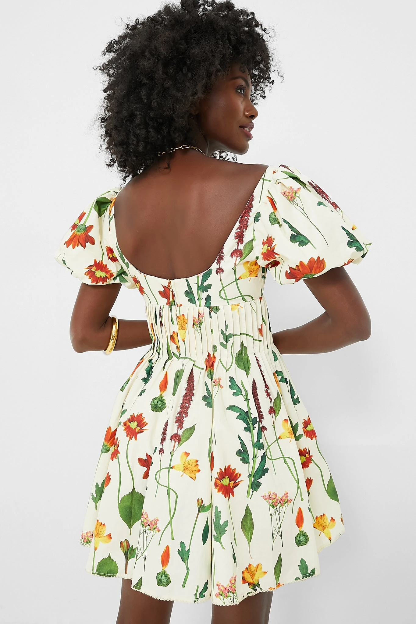 Exclusive Ivory Floral Caramelo Mini Dress - Image 4