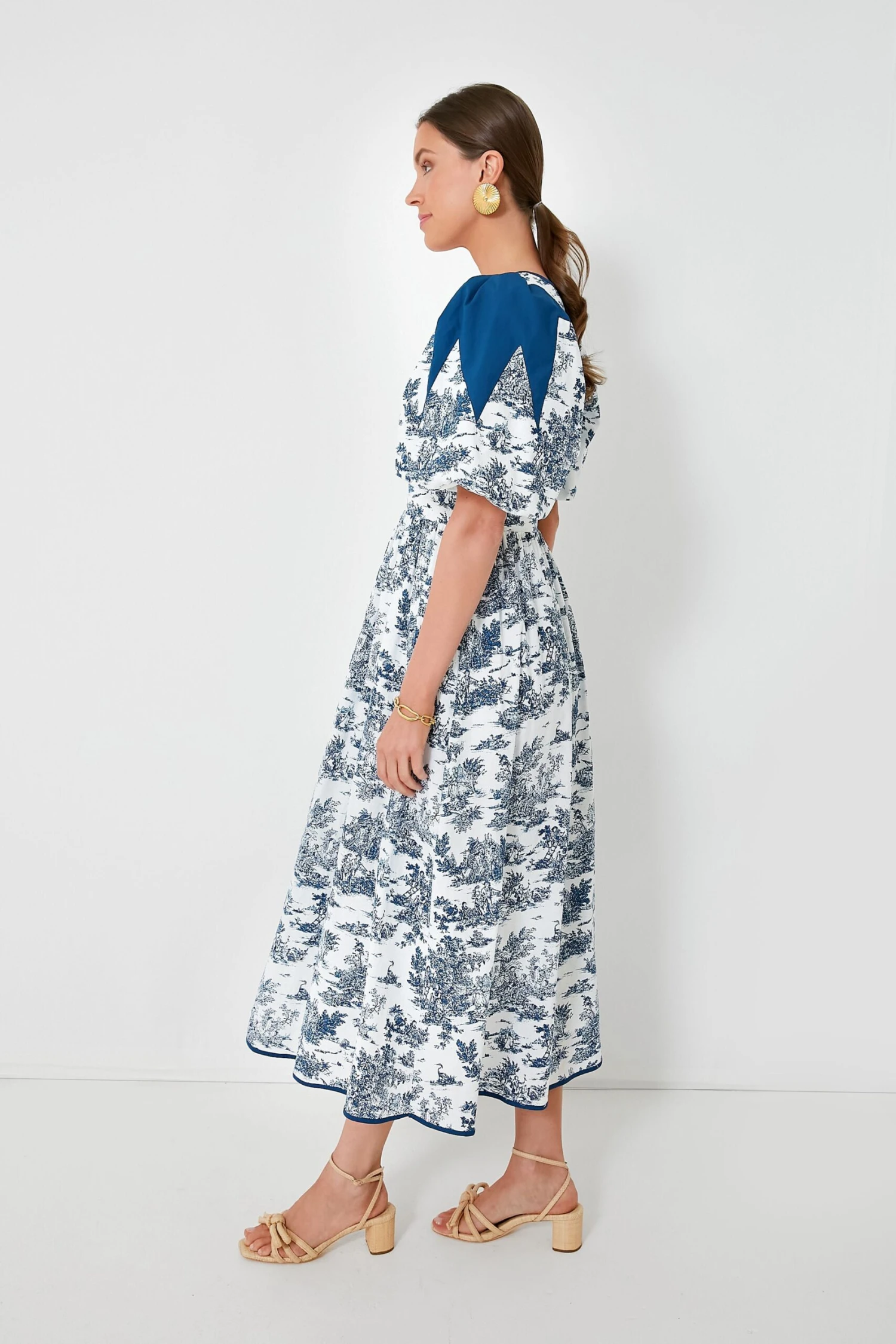 Blue Toile Reynolds Midi Dress - Image 4