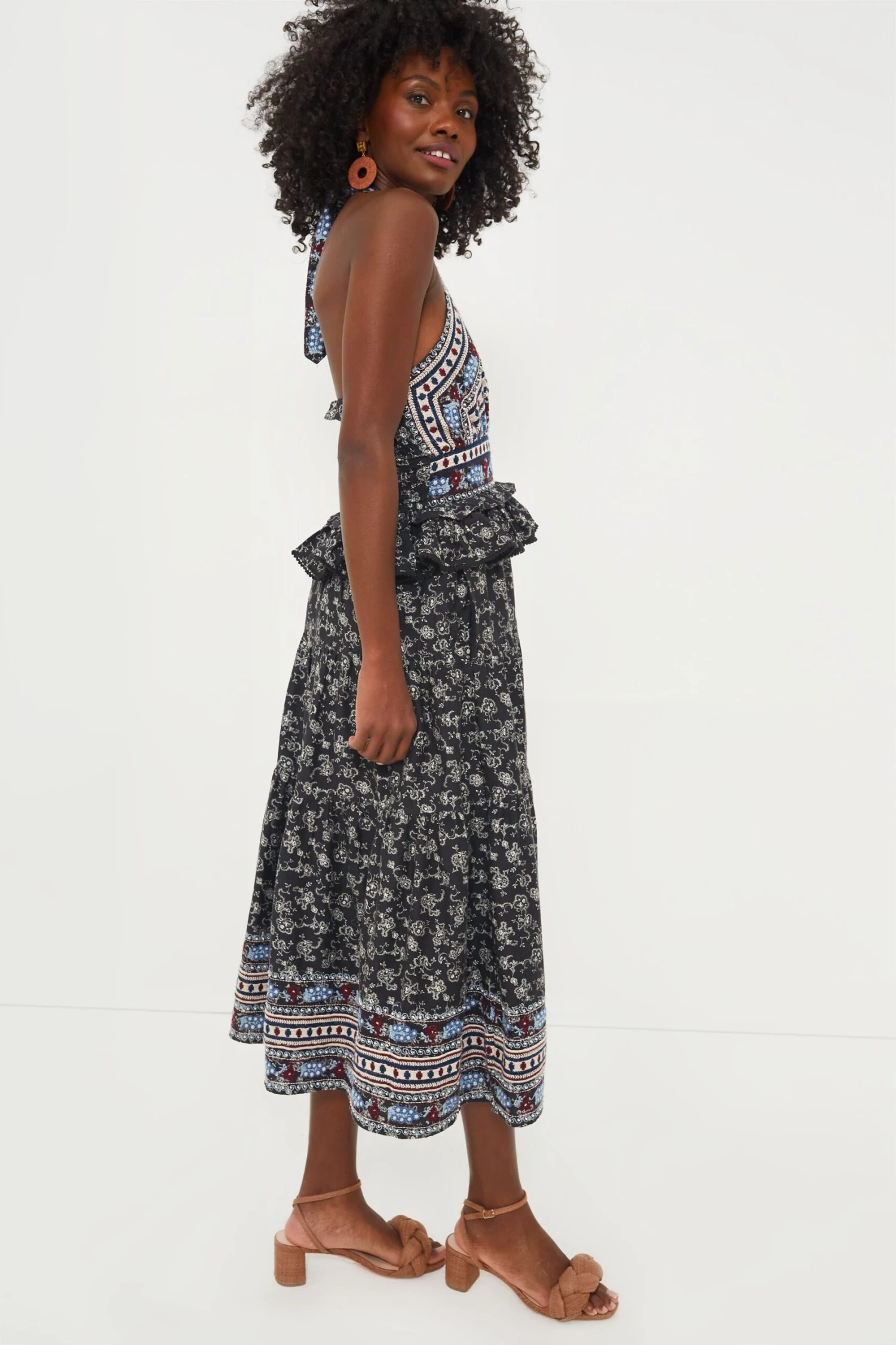 Black Everly Embroidery Halter Dress - Image 3