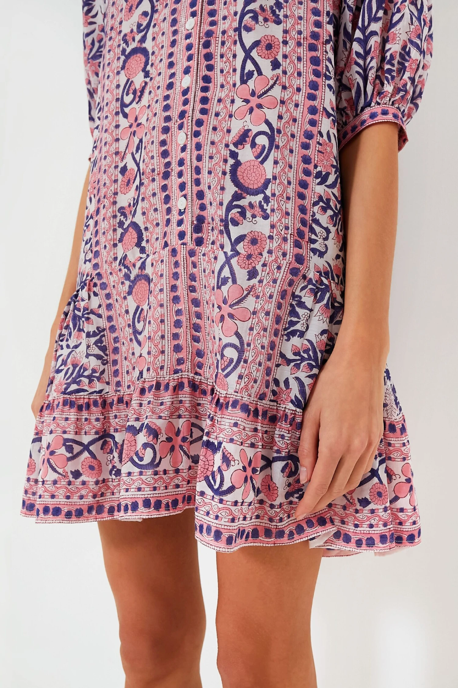 Pink And Navy Floral Piper Mini Dress - Image 5