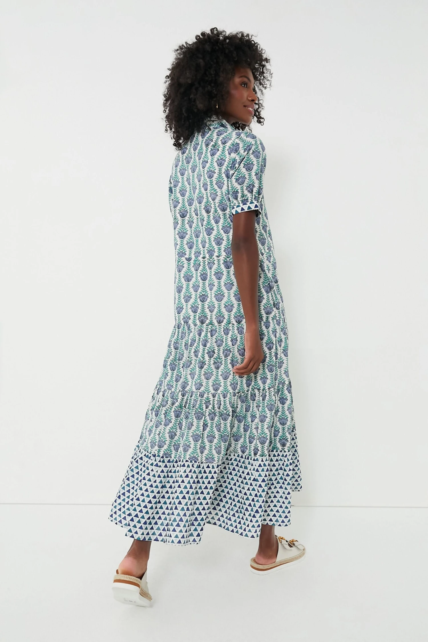 Blue Multi Short Sleeve Maxi Dress - Image 4