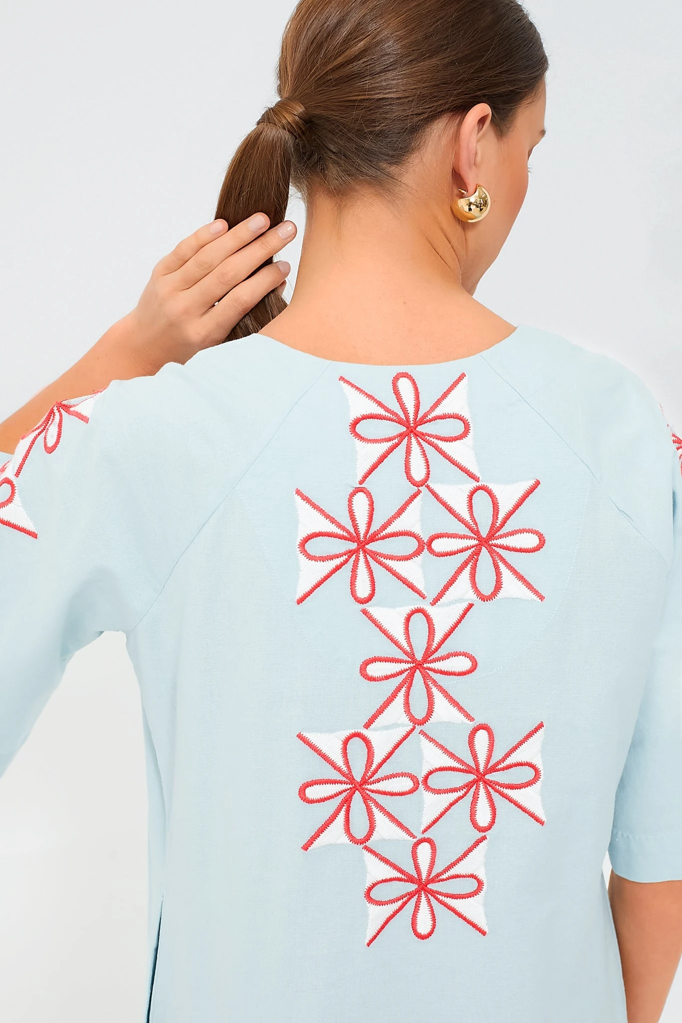 Light Blue Gambit Print Charming Caftan Maxi Dress - Image 6