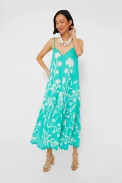 Jade V-Neck Midi Dress In Majorelle Print