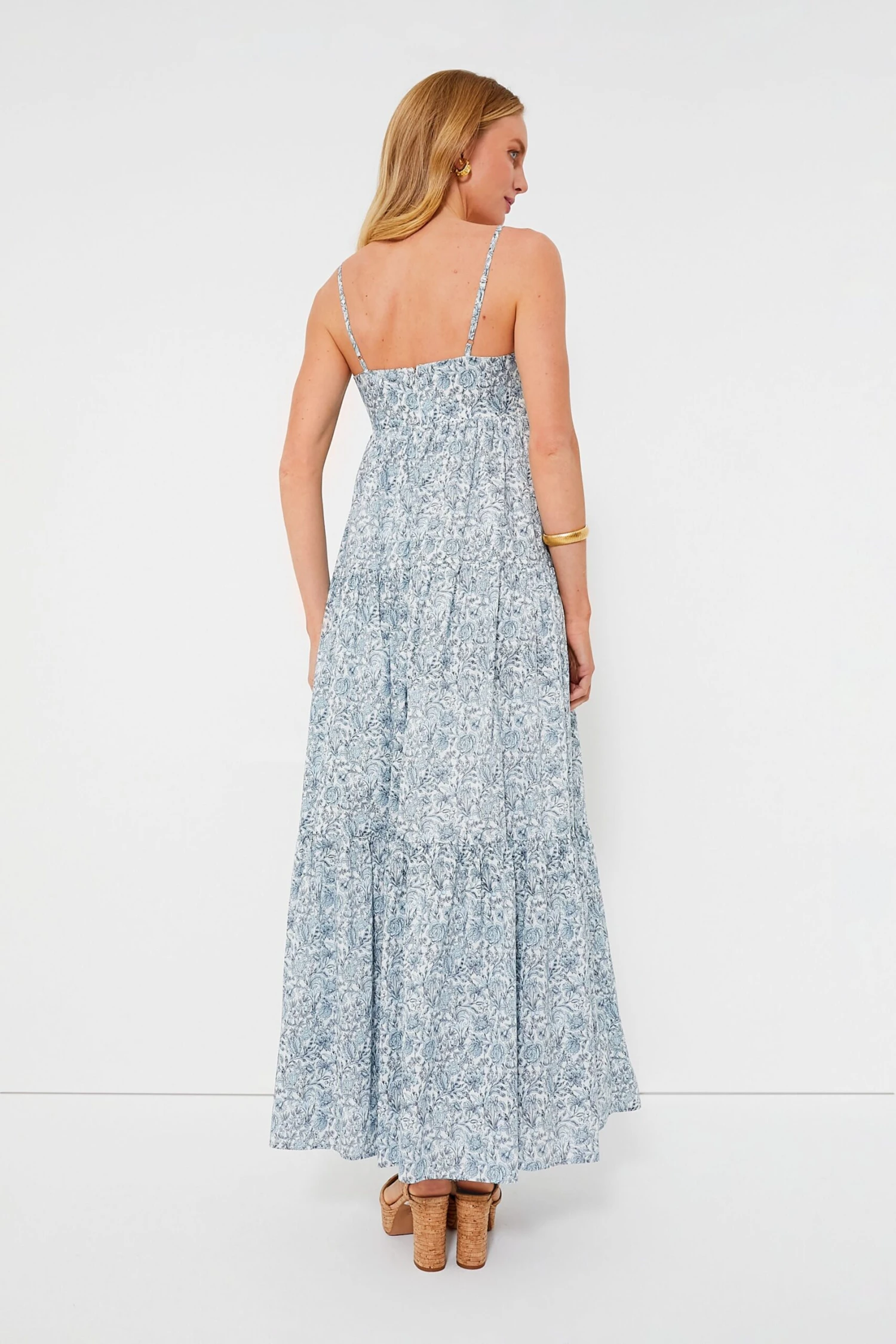 Blue And White Floral Tiered Teresa Maxi Dress - Image 4