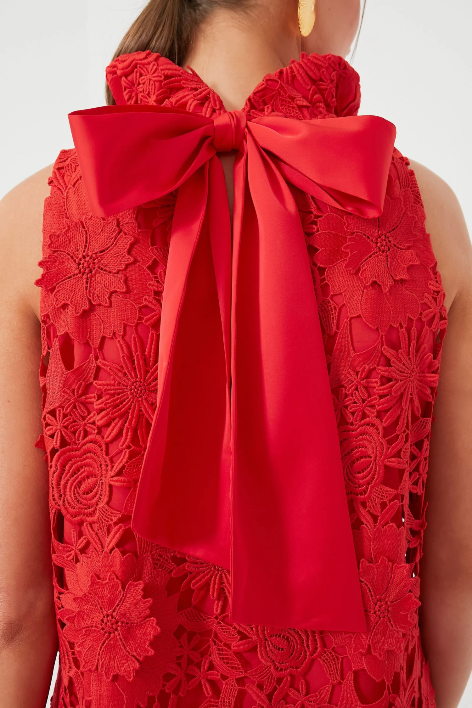 Red Guipure Lace Blythe Dress - Image 2