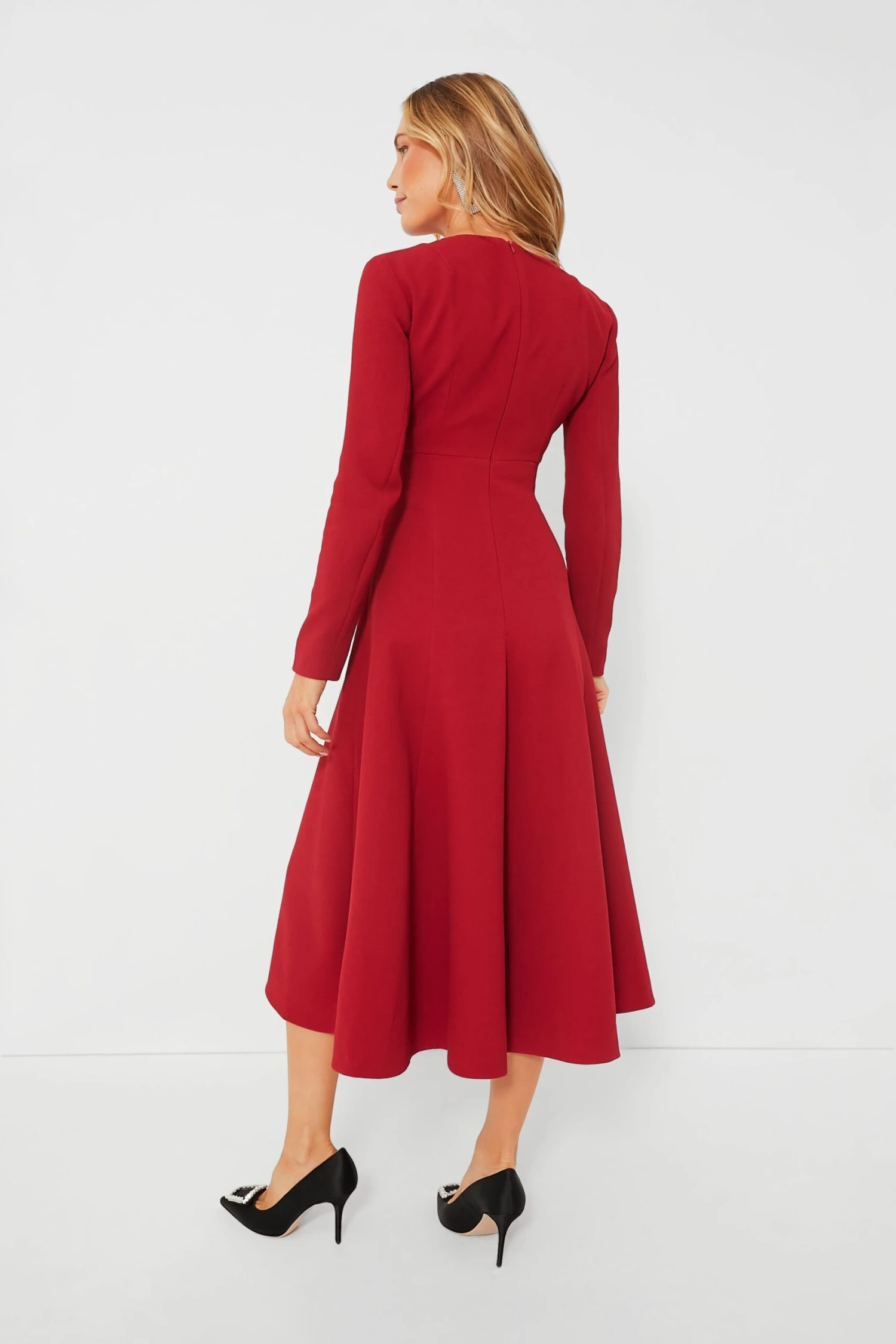 Dark Red Belgium Double Crepe Dress - Image 4