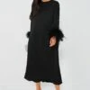Black Suzi Maxi Dress With Detachable Feathers