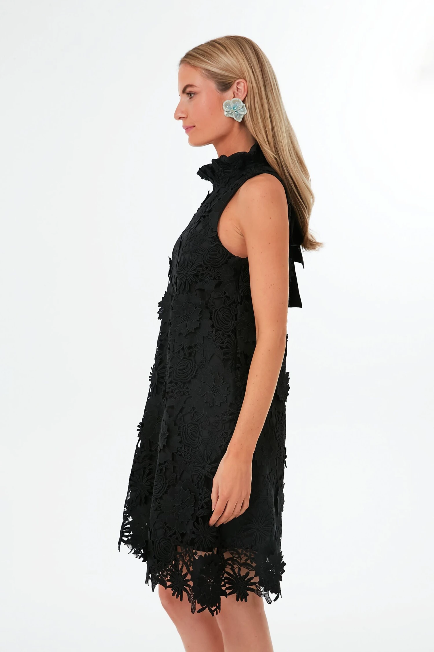 Black Guipure Lace Blythe Dress - Image 3