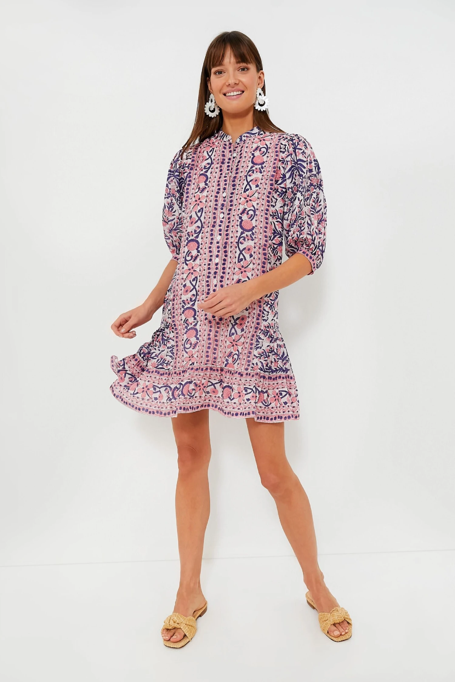 Pink And Navy Floral Piper Mini Dress - Image 2