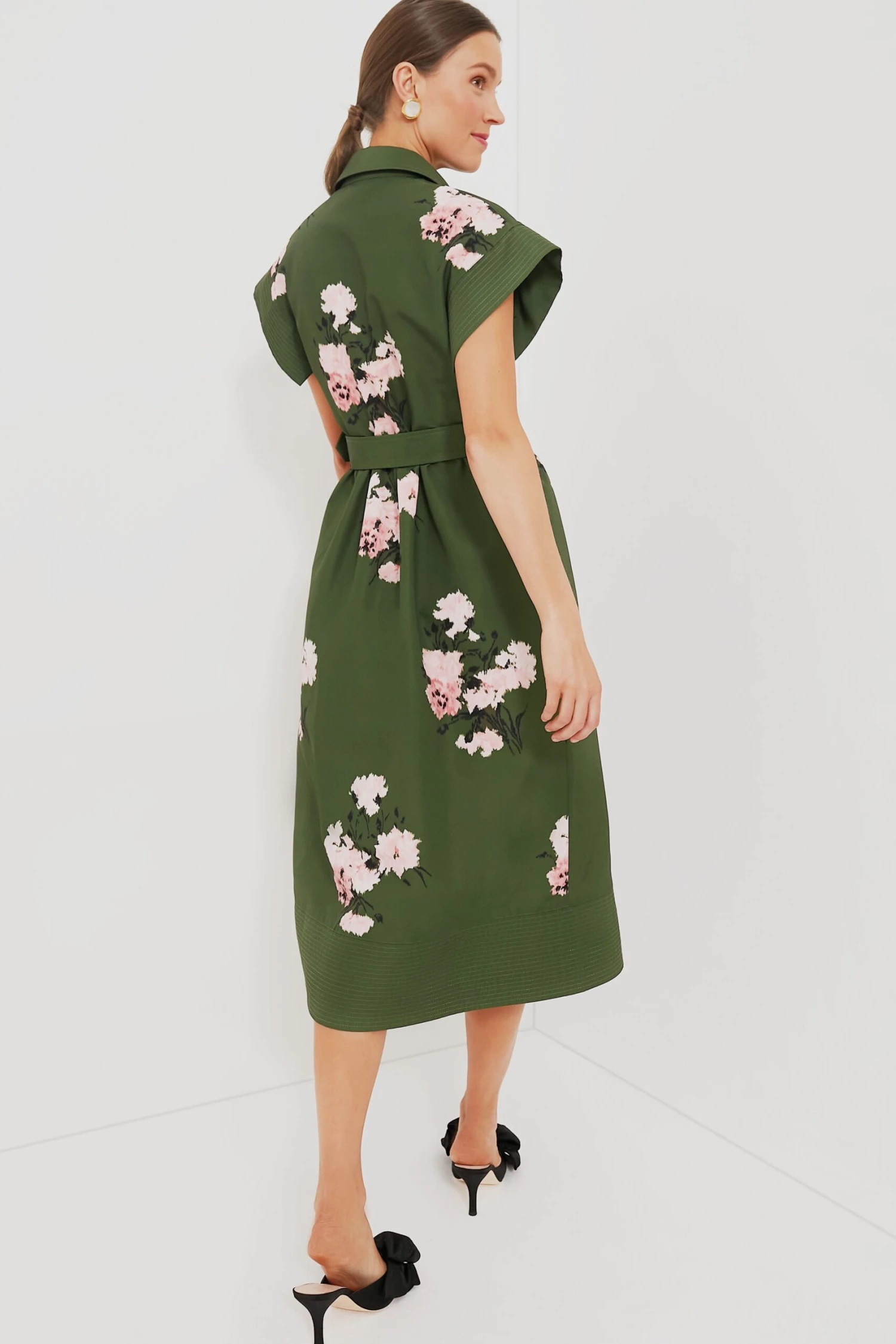 Olive And Pressed Powder Floral Chloe Dress - Image 4